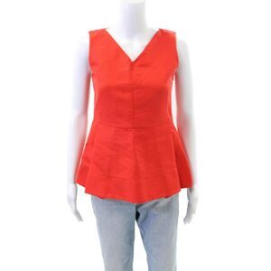 Marni Womens Cotton V-Neck Sleeveless Peplum Tank Blouse Red Size EUR 38